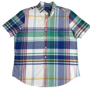 Polo Ralph Lauren Classic Fit Plaid Oxford Shirt Short Sleeve Multicolor Mens M